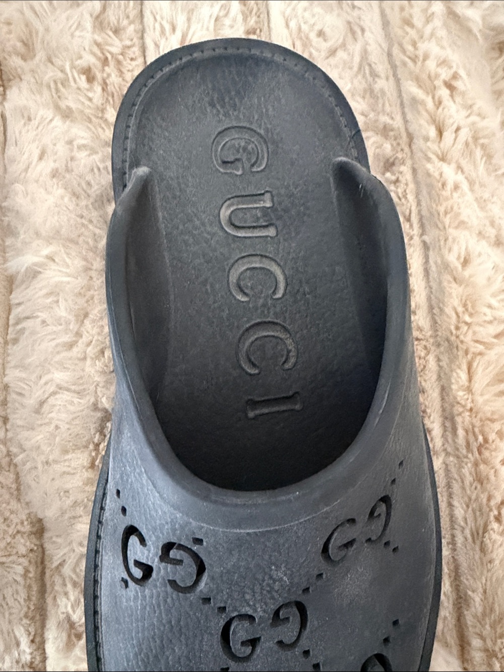 Gucci Black Perforated GG Platform Clog Mules - Picture 3 of 5